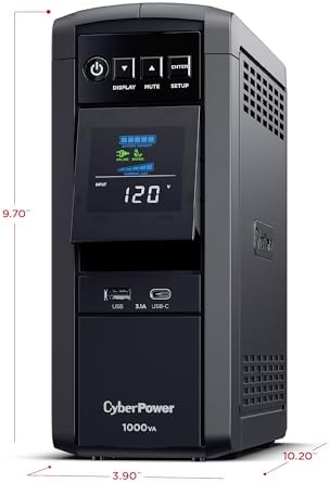 CyberPower CP1500PFCLCD PFC Sinewave UPS Battery Backup and Surge Protector  1500VA/1000W  12 Outlets  AVR  Mini Tower; UL Certified