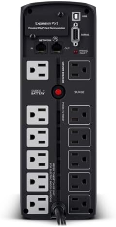 CyberPower CP1500PFCLCD PFC Sinewave UPS Battery Backup and Surge Protector  1500VA/1000W  12 Outlets  AVR  Mini Tower  UL Certified