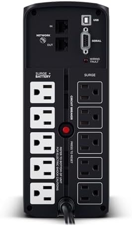 CyberPower CP850PFCLCD PFC Sinewave UPS Battery Backup and Surge Protector  850VA/510W  10 Outlets  AVR  Mini Tower; UL Certified