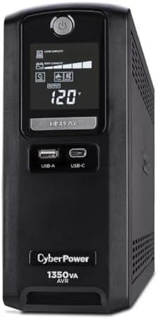 CyberPower CST135UC 1350VA/810W Simulated Sinewave LCD Sistema UPS de respaldo de batería, negro