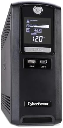 CyberPower CST135UC 1350VA/810W Simulated Sinewave LCD Sistema UPS de respaldo de batería, negro