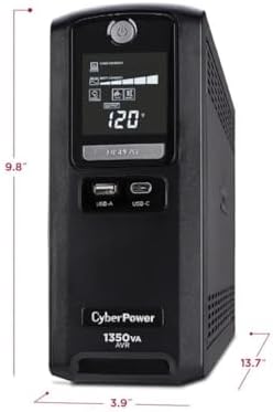 CyberPower CST135UC 1350VA/810W Simulated Sinewave LCD Sistema UPS de respaldo de batería, negro