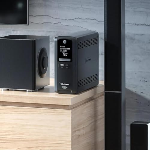 CyberPower CST135UC 1350VA/810W Simulated Sinewave LCD Sistema UPS de respaldo de batería, negro