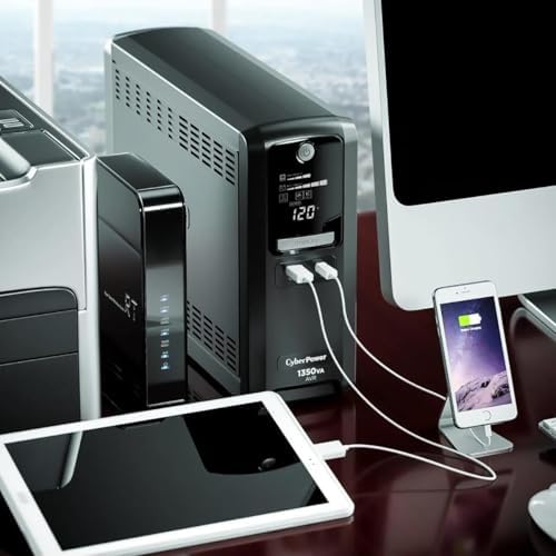 CyberPower CST135UC 1350VA/810W Simulated Sinewave LCD Sistema UPS de respaldo de batería, negro