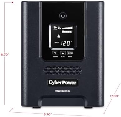 CyberPower PR2200LCDSL Smart App Sinewave UPS System  2070VA/1980W  7 Outlets  AVR  Mini Tower