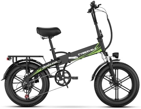 Cybervelo 750W Folding Electric Bike  48V 20 8AH/50AH Large Removable Battery E Bike  20 MPH  80 Miles Max Range  20 Fat Tire Electric Bike for Adults  Adult Electric Bicycles for Commute