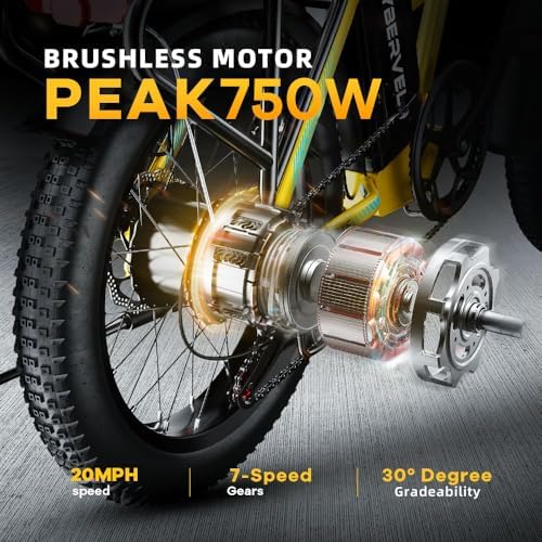 Cybervelo 750W Folding Electric Bike  48V 20 8AH/50AH Large Removable Battery E Bike  20 MPH  80 Miles Max Range  20 Fat Tire Electric Bike for Adults  Adult Electric Bicycles for Commute