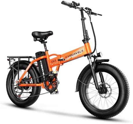 Cybervelo 750W Folding Electric Bike  48V 20 8AH/50AH Large Removable Battery E Bike  20 MPH  80 Miles Max Range  20 Fat Tire Electric Bike for Adults  Adult Electric Bicycles for Commute