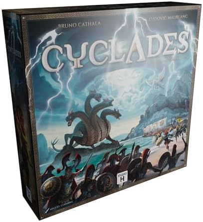 Cyclades | Juego de estrategia griega mitológica épica para adolescentes y adultos | Juego de mesa clásico de subastas y control de área | Modos 1v1, competitivos o de equipo | A partir de 14 años | 2-6 jugadores | 60-90 minutos
