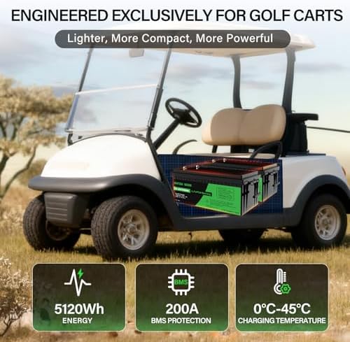DATOUBOSS 48V 100Ah LiFePO4 Golf Cart Battery with 16S LiFePO  cell 48V 100AH Lithium Battery with 200A BMS  15 000  Deep Cycle & Max 5120Wh for Solar RV  Off Grid Applications  Boat  Backup Power