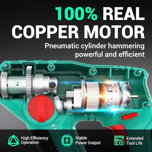 DCA 12V Cordless Drill Set SDS Plus Hammer Drill  1J 3 IN 1 Power Drill with Variable Speed  2 2 0Ah Battery  0 900 RPM/5600 BPM  with 3/8 Drill Chuck  4 Drill Bits for Concrete  Brick  Metal  Wood