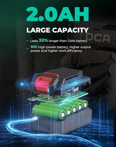 DCA Cordless Drill Set  354 in lbs Torque  3/8 Keyless Chuck  Electric Power Drill with 2 0Ah Battery and Charger 18 1 Position 25 Piece 20V Drill Driver Kit  ADJZ2035