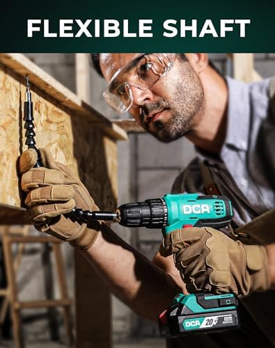 DCA Cordless Drill Set  354 in lbs Torque  3/8 Keyless Chuck  Electric Power Drill with 2 0Ah Battery and Charger 18 1 Position 25 Piece 20V Drill Driver Kit  ADJZ2035