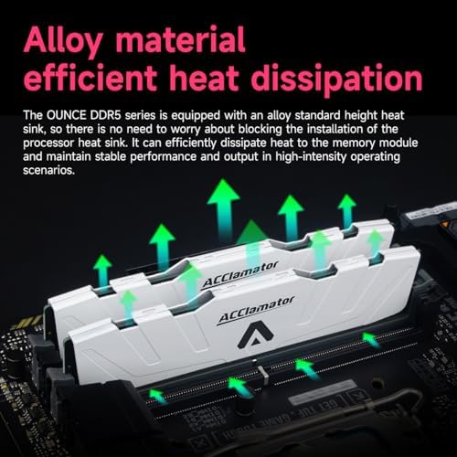 DDR5 32GB 5600MHz Ram 16GB 2  PC4 44800  Desktop  DIMM  Computer Memory CL42  5600MT/s XMP3 0/Expo  with Heatsink White Acclamator