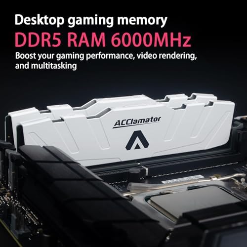 DDR5 RAM 32GB  16GB 2  6000MHz  PC5 48000  CL40 1 35V  XMP3 0/Expo  Desktop  DIMM  Computer Memory with Heatsink White Acclamator