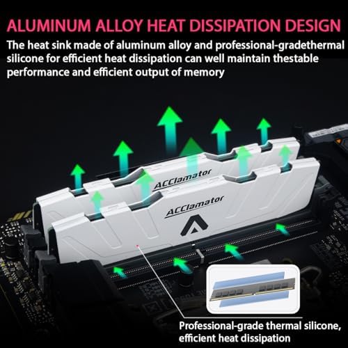 DDR5 RAM 32GB  16GB 2  6000MHz  PC5 48000  CL40 1 35V  XMP3 0/Expo  Desktop  DIMM  Computer Memory with Heatsink White Acclamator