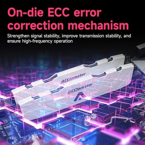 DDR5 RAM 32GB  16GB 2  6000MHz  PC5 48000  CL40 1 35V  XMP3 0/Expo  Desktop  DIMM  Computer Memory with Heatsink White Acclamator