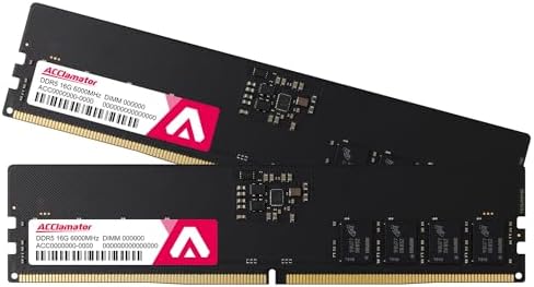 DDR5 RAM 32GB  16GB 2  6000MHz  PC5 48000  CL40 1 35V  XMP3 0/Expo  Desktop  DIMM  Computer Memory with Heatsink White Acclamator