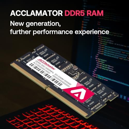 DDR5 RAM 32GB  2x16GB  4800MHz  PC5 38400  CL40 SODIMM Laptop Memory Module Ram 1 1V 262 Pin Non ECC Unbuffered Acclamator