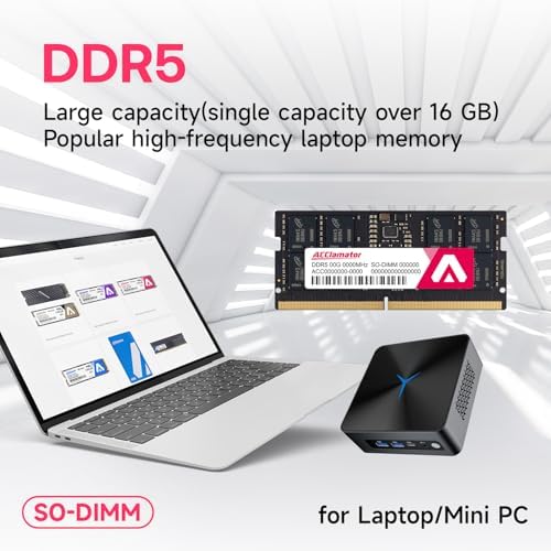 DDR5 RAM 32GB  2x16GB  4800MHz  PC5 38400  CL40 SODIMM Laptop Memory Module Ram 1 1V 262 Pin Non ECC Unbuffered Acclamator