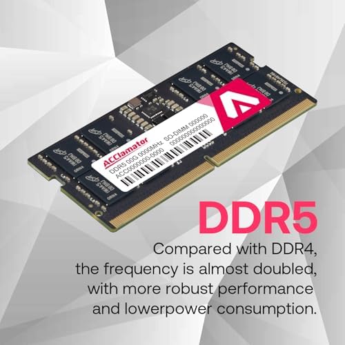 DDR5 RAM 32GB  2x16GB  4800MHz  PC5 38400  CL40 SODIMM Laptop Memory Module Ram 1 1V 262 Pin Non ECC Unbuffered Acclamator