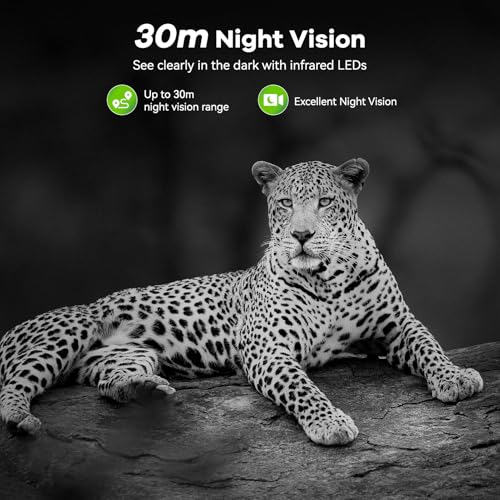 DEATTI Cámara de rastro 48MP 4K cámara de juego con 8 baterías, tarjeta SD de 32 GB, conexión WiFi Bluetooth, cámaras de rastro con visión nocturna activada por movimiento, impermeable, para vida