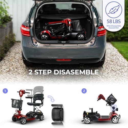 DECOMIL Mobility Scooter for Seniors   20 Miles Range  4 Wheel Foldable Electric Scooter  24V 20Ah Battery  300W Motor  285 lbs Capacity  Travel Scooter with USB Charging Input