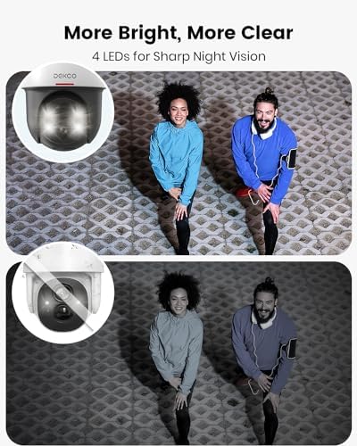 DEKCO Solar Security Camera Outdoor Wireless  Battery Powered  Panoramic Pan Tilt Zoom  Auto Motion Tracking  True 2K  Color Night Vision  Spotlight  2 Way Talk