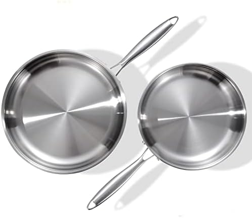 DELARLO Kitchen Whole Body Tri Ply Stainless Steel Frying Pan  12 inch Stainless Steel  Oven safe induction skillet  Pots and Pans set Suitable for All Stove