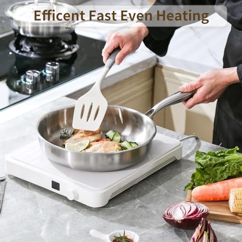 DELARLO Kitchen Whole Body Tri Ply Stainless Steel Frying Pan  12 inch Stainless Steel  Oven safe induction skillet  Pots and Pans set Suitable for All Stove