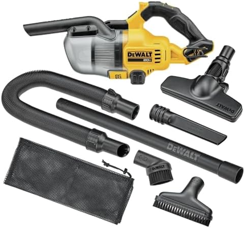 DEWALT 20V Handheld Vacuum Cordless  Car Vacuum with HEPA Filter  6 Attachments and LED Light  High Performance Dry Only Small Shop Vac  Battery Not Included  DCV501HB