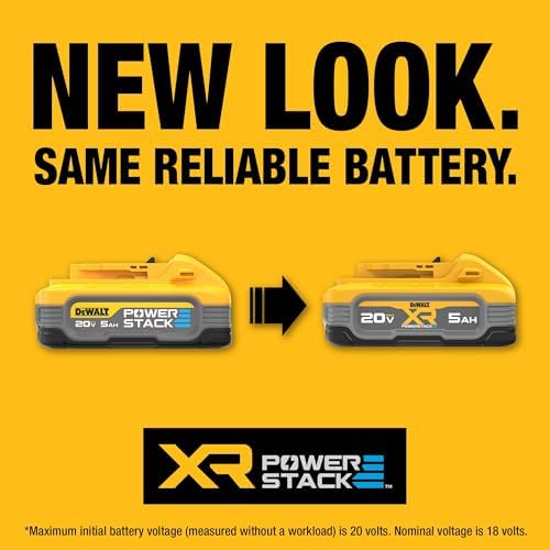 DEWALT 20V MAX Battery  POWERSTACK  More Power More Compact  Rechargeable 5Ah Lithium Ion Battery  DCBP520 