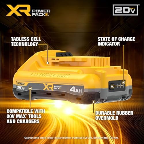 DEWALT 20V MAX Battery XR POWERPACK  4Ah Lithium Ion  50  More Power  Dewalt Battery Compatible with 20V MAX Tools  DCB2104 