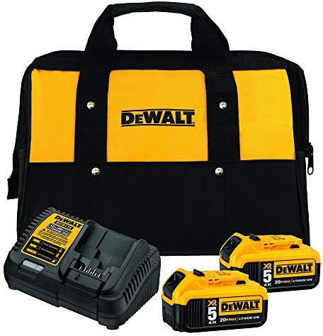 DEWALT 20V MAX Battery Charging Kit  Includes Charger and 2 Batteries  5Ah  Includes Small Storage Bag  DCB205 2CK 