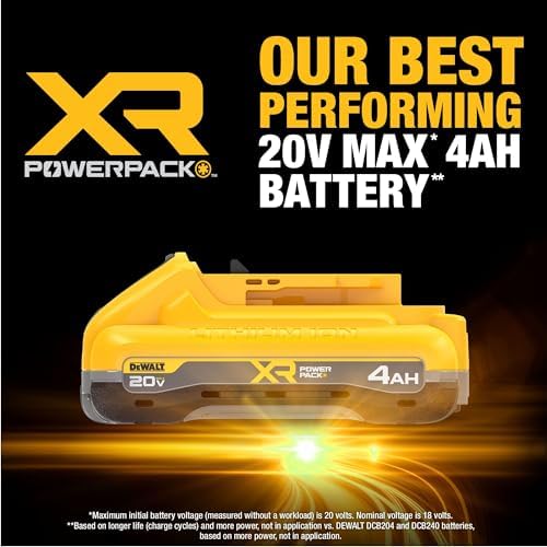 DEWALT 20V MAX Battery XR POWERPACK  4Ah Lithium Ion  50  More Power  Dewalt Battery Compatible with 20V MAX Tools  DCB2104 