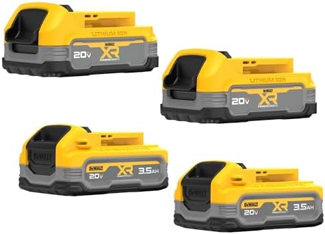 DEWALT 20V MAX Battery  4 Pack  Includes 2 x 3 5 Ah XR Batteries and 2 x 1 7 Ah XR POWERSTACK Compact Batteries  Cordless Tool Battery Packs  DCBP334 4 