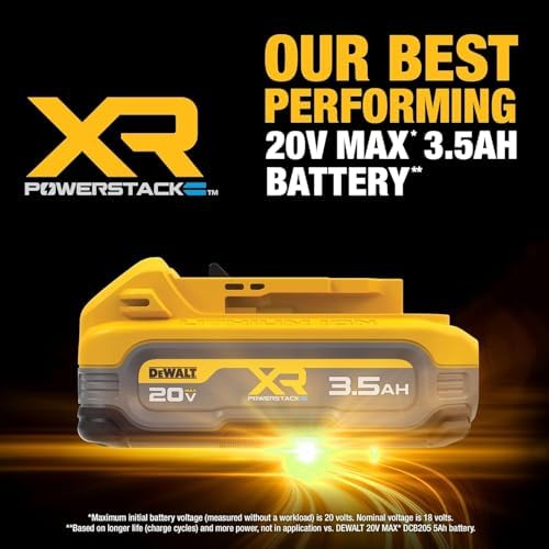 DEWALT 20V MAX Battery  4 Pack  Includes 2 x 3 5 Ah XR Batteries and 2 x 1 7 Ah XR POWERSTACK Compact Batteries  Cordless Tool Battery Packs  DCBP334 4 