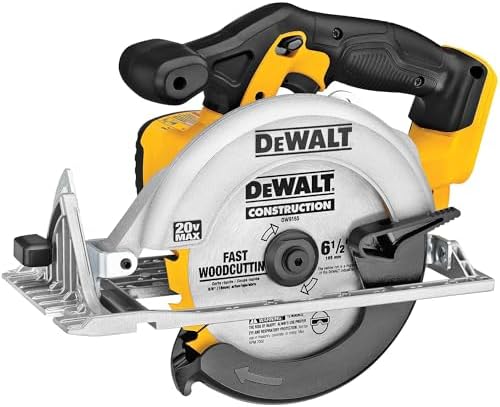 DEWALT 20V MAX Circular Saw  Cordless Sidewinder Style Portable  6 1/2 Inch Blade  5150 RPM  0 50 Degree Bevel Capability  Battery Not Included  DCS391B