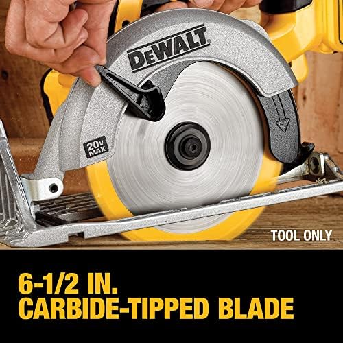 DEWALT 20V MAX Circular Saw  Cordless Sidewinder Style Portable  6 1/2 Inch Blade  5150 RPM  0 50 Degree Bevel Capability  Battery Not Included  DCS391B