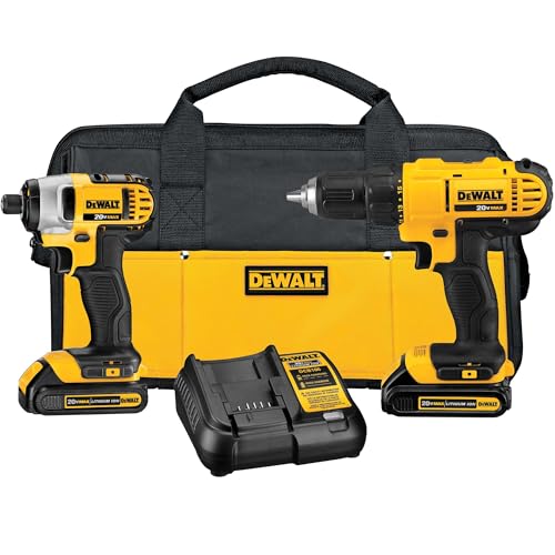 DEWALT Kit de combo de perforación inalámbrico de 20V MAX, 2-Herramienta (DCK240C2)