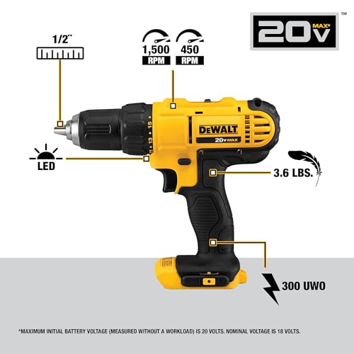 DEWALT Kit de combo de perforación inalámbrico de 20V MAX, 2-Herramienta (DCK240C2)