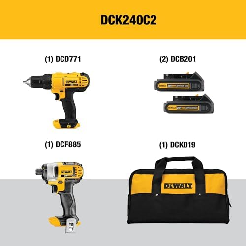 DEWALT 20V MAX Cordless Drill and Impact Driver  Power Tool Combo Kit   Includes 2 Batteries  Charger and Bag  DCK240C2