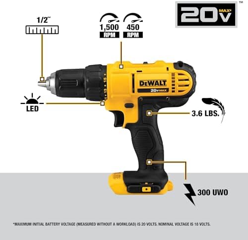 DEWALT 20V MAX Cordless Drill and Impact Driver  Power Tool Combo Kit   Includes 2 Batteries  Charger and Bag  DCK240C2