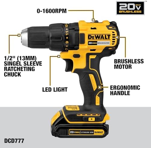 DEWALT 20V MAX Cordless Drill and Impact Driver  Power Drill Brushless 2 Tool Power Tool Combo Kit  Includes 2 Batteries  Charger and Bag  DCK277D2