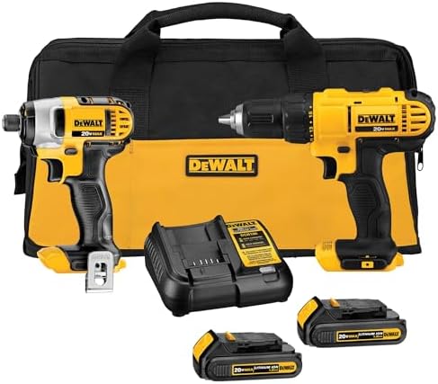 DEWALT 20V MAX Cordless Drill and Impact Driver  Power Tool Combo Kit   Includes 2 Batteries  Charger and Bag  DCK240C2 