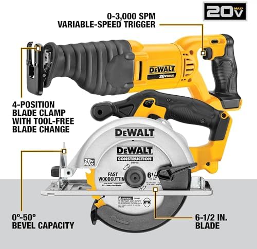 DEWALT Kit combinado de herramientas eléctricas de 20 V Max, juego de 10 herramientas eléctricas inalámbricas, 2 baterías, cargador y 2 bolsas incluidas, kit combinado sin escobillas DEWALT (DCK1021D2)