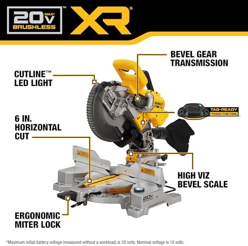 DEWALT 20V MAX XR 10 in  Double Bevel Fixed Miter Saw  Tool Only   DCS714B 