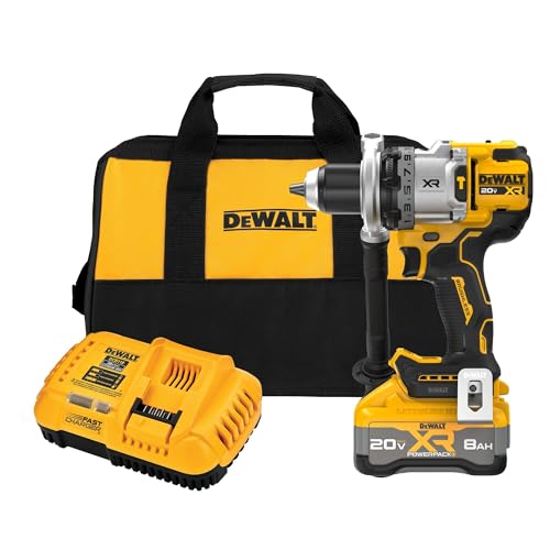 DEWALT 20V MAX XR 1/2 Inch Cordless Hammer Drill Kit with 8AH Battery and Charger  DCD1007WW1