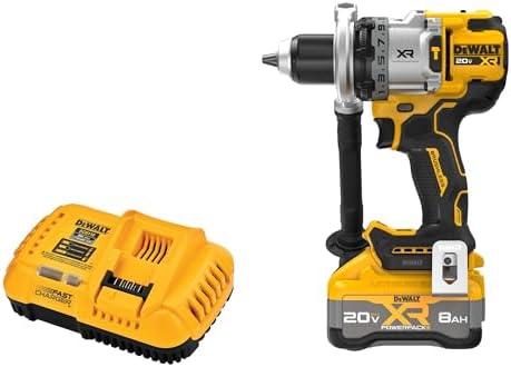 DEWALT 20V MAX XR 1/2 Inch Brushless Cordless Hammer Drill Kit with 8AH Battery and Charger  3 Speed  DCD1007WW1 