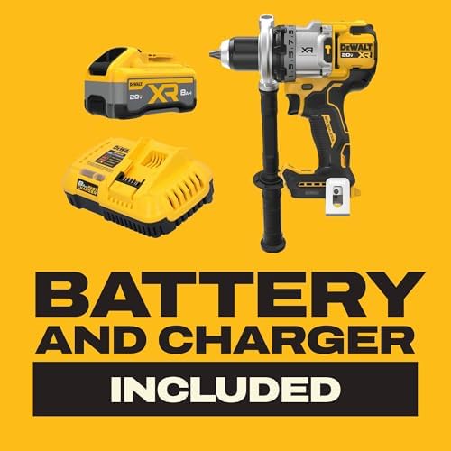 DEWALT 20V MAX XR 1/2 Inch Brushless Cordless Hammer Drill Kit with 8AH Battery and Charger  3 Speed  DCD1007WW1 